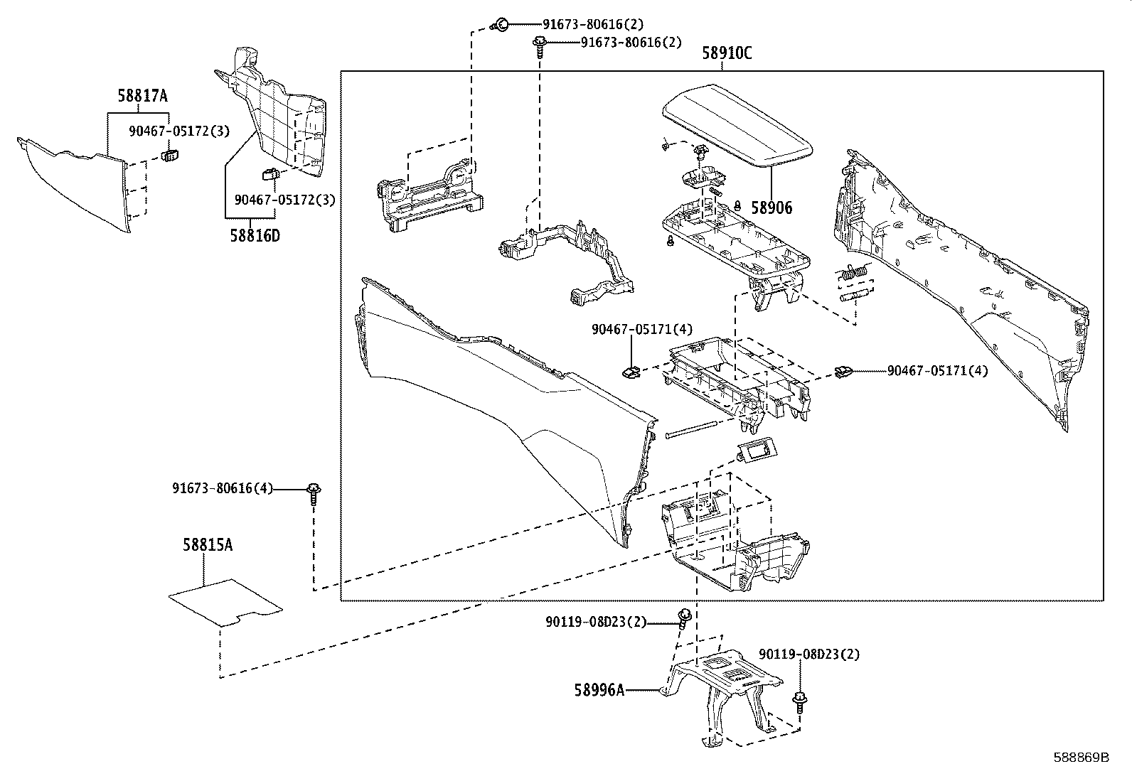 58804-47360 PANEL SUB-ASSY, CONSOLE, UPPER product image