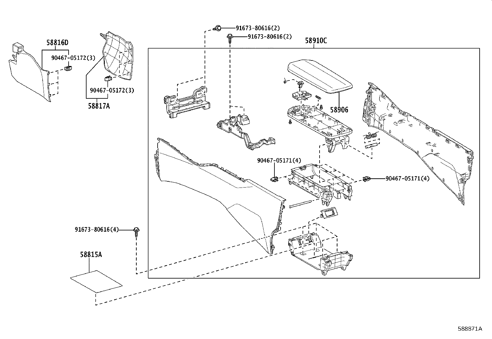 Toyota 58815-47100 CARPET, CONSOLE BOX