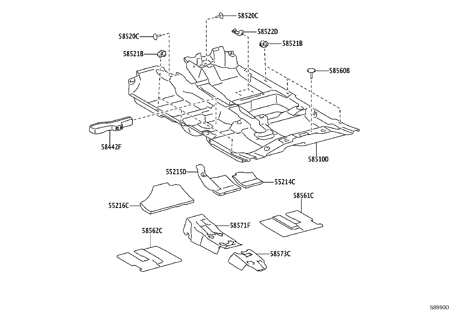 55216-0D170 PAD, DASH PANEL INSULATOR, NO.4 product image