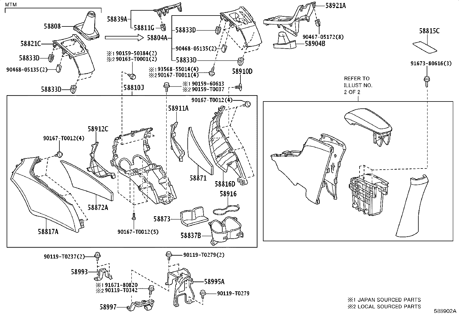 Toyota 58804-YP010 PANEL SUB-ASSY, CONSOLE, UPPER