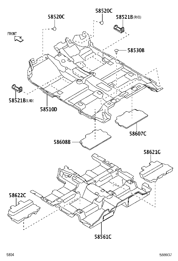 58676-BZ070 PAD SUB-ASSY, FRONT FLOOR SILENCER, REAR RH product image