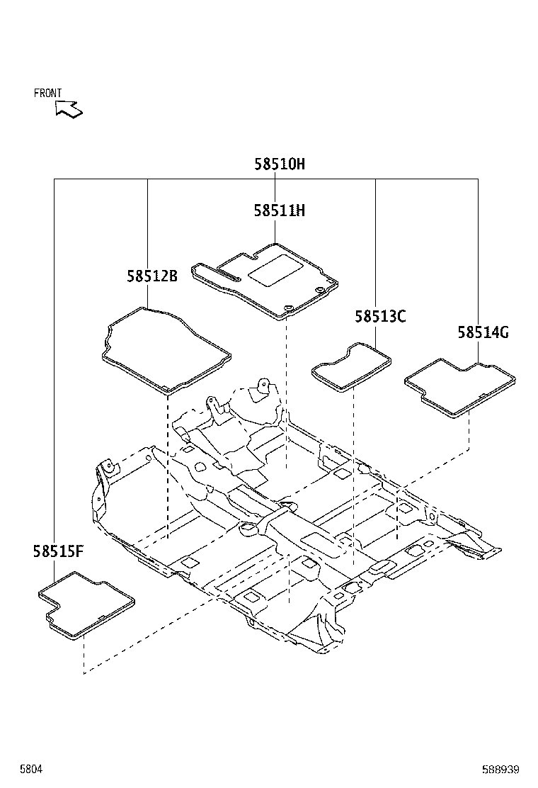 58676-BZ070 PAD SUB-ASSY, FRONT FLOOR SILENCER, REAR RH product image