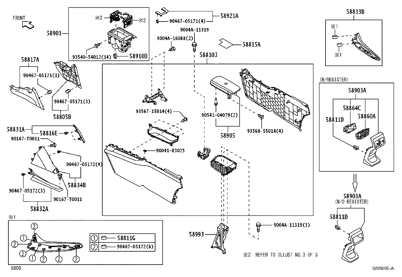 58831-BZ100 GARNISH, CONSOLE UPPER PANEL, FRONT product image