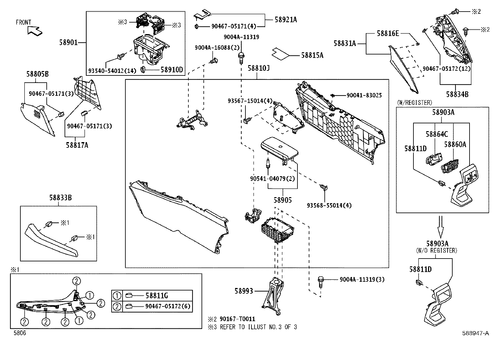 58831-BZ100 GARNISH, CONSOLE UPPER PANEL, FRONT product image