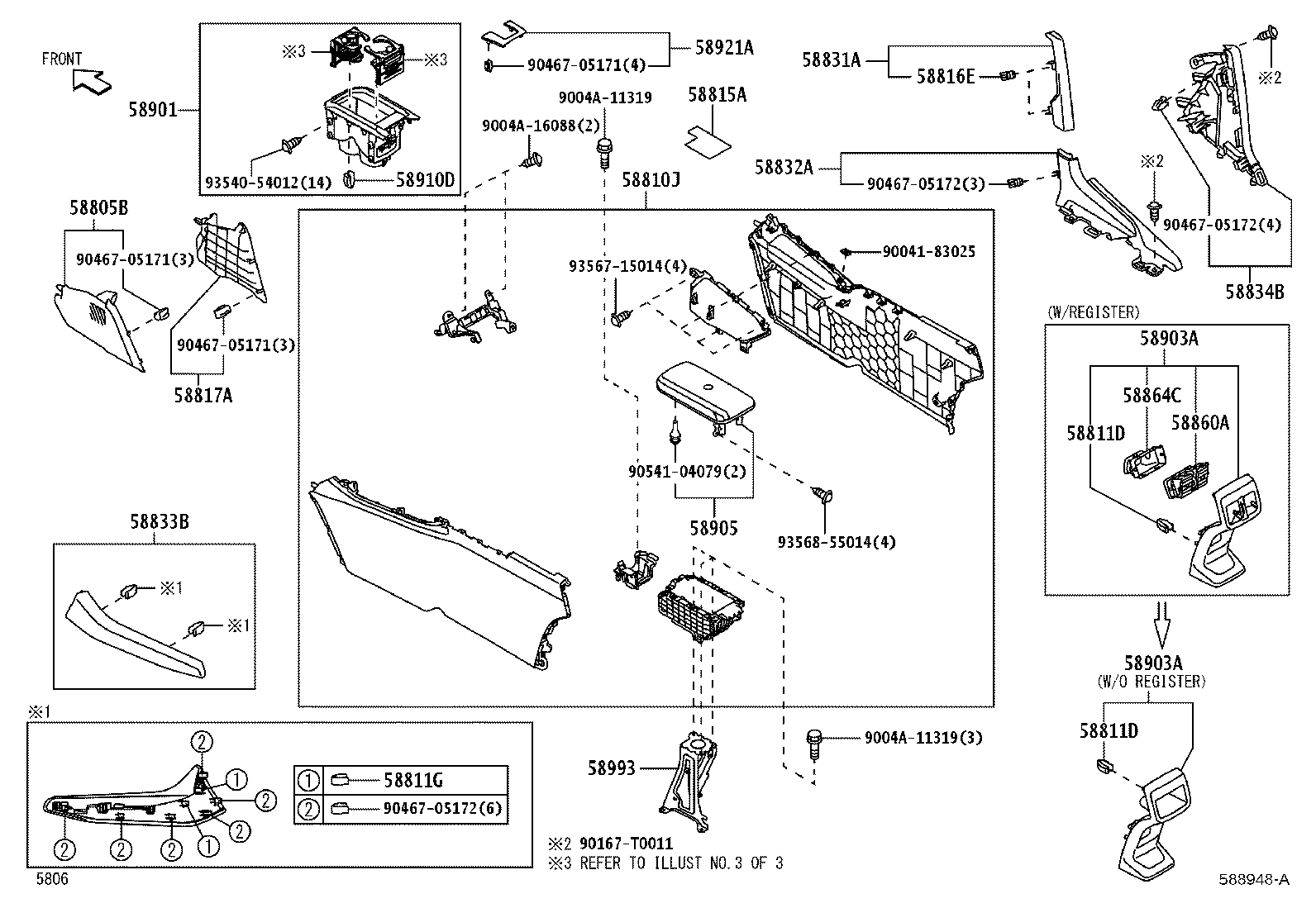58831-BZ100 GARNISH, CONSOLE UPPER PANEL, FRONT product image