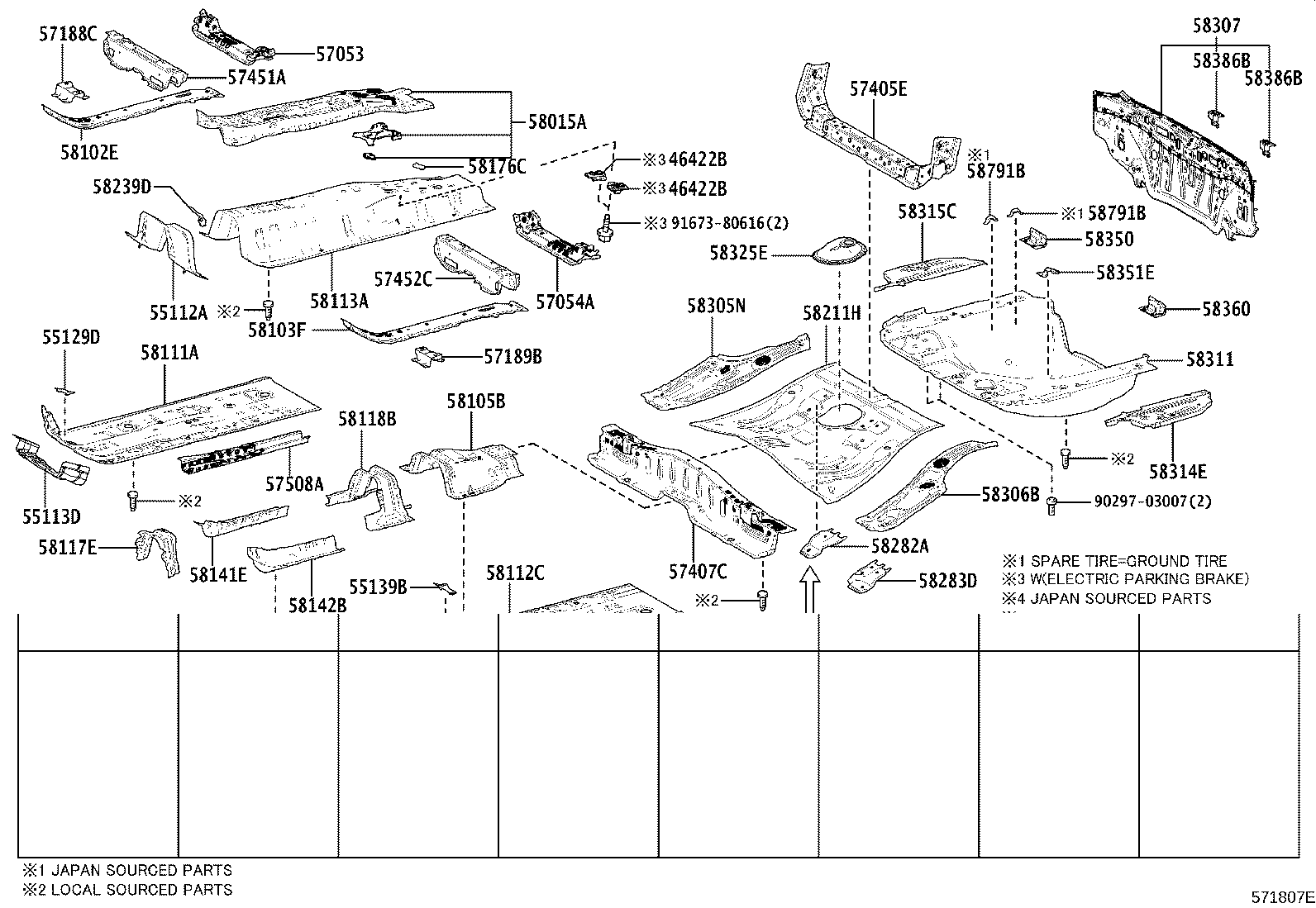 57053-02130 REINFORCEMENT SUB-ASSY, FRONT FLOOR CROSS MEMBER, RH product image