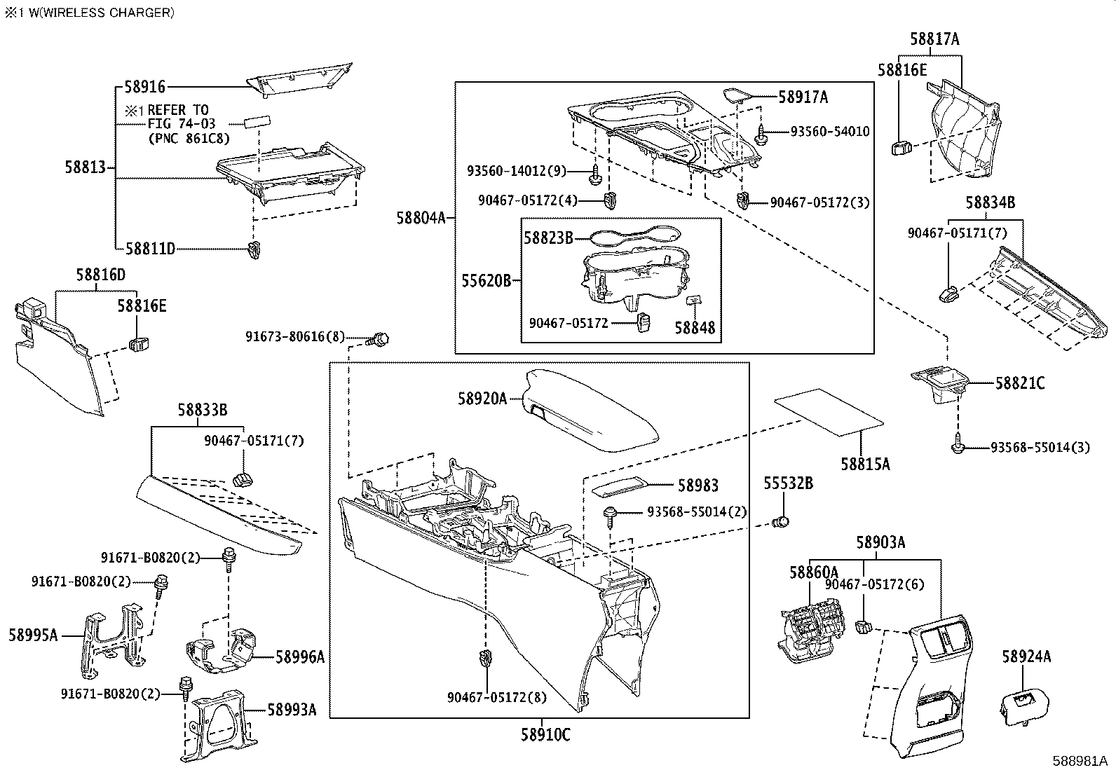 58804-76320 PANEL SUB-ASSY, CONSOLE, UPPER product image