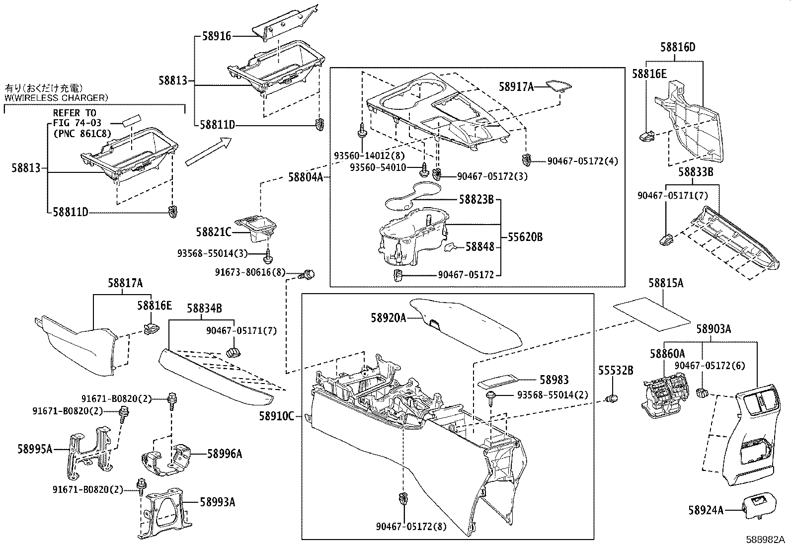 58804-76320 PANEL SUB-ASSY, CONSOLE, UPPER product image