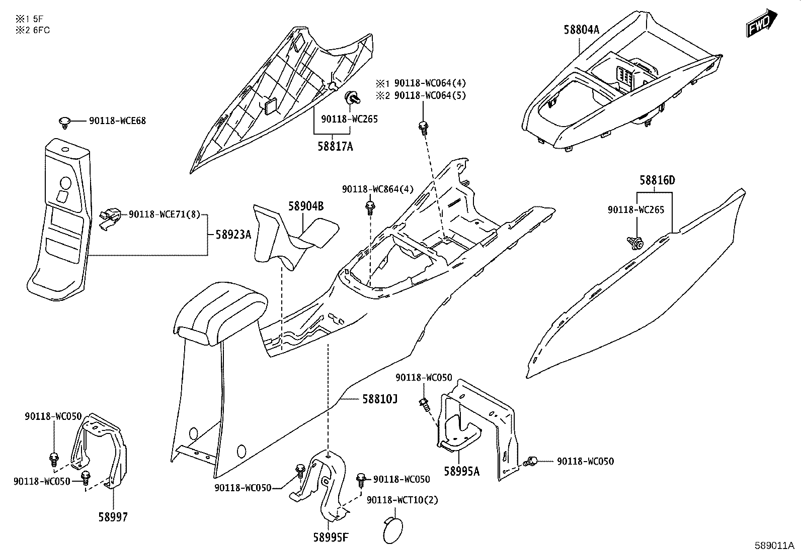 58804-WC006 PANEL SUB-ASSY, CONSOLE, UPPER product image