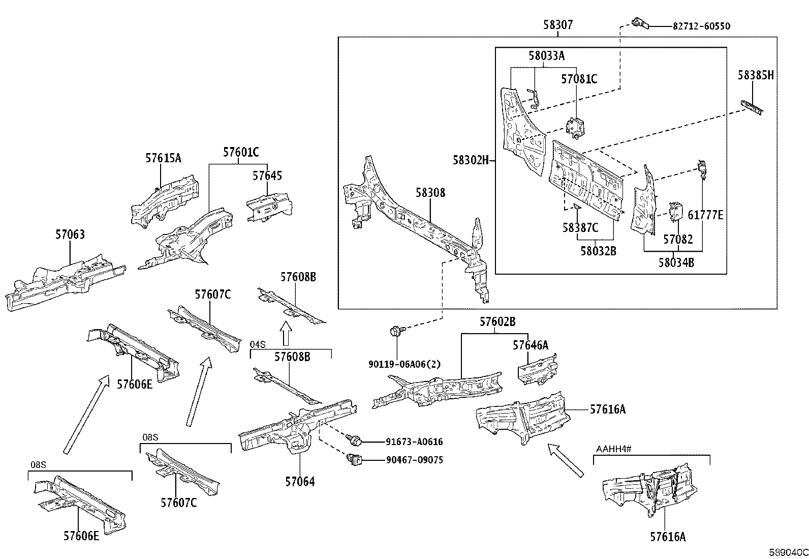 57607-V2020 MEMBER SUB-ASSY, REAR FLOOR CROSS, NO.3 product image