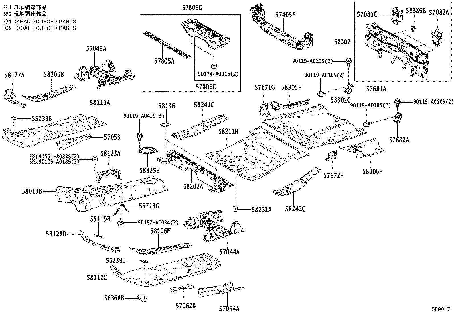 58241-0E050 PANEL, FLOOR SIDE, RH product image