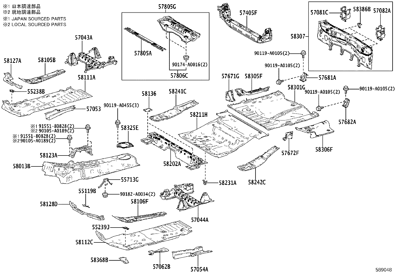 58241-0E050 PANEL, FLOOR SIDE, RH product image