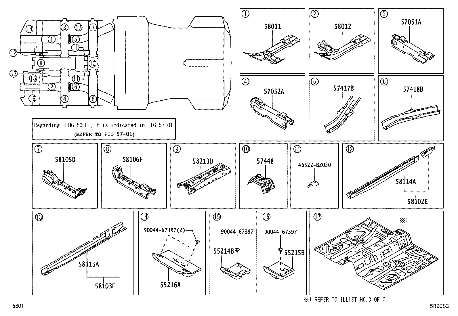 57069-BZ170 MEMBER SUB-ASSY, REAR FLOOR CROSS, CENTER product image
