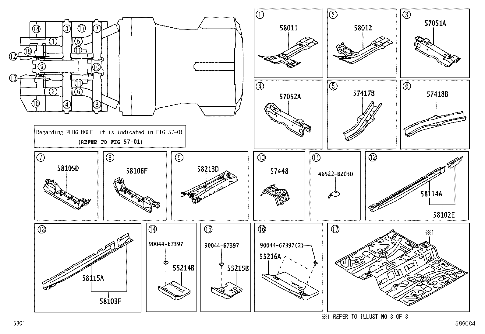 57069-BZ170 MEMBER SUB-ASSY, REAR FLOOR CROSS, CENTER product image