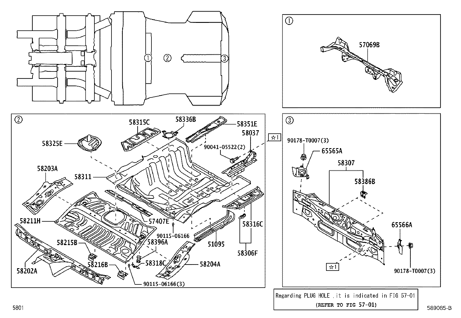 57069-BZ170 MEMBER SUB-ASSY, REAR FLOOR CROSS, CENTER product image