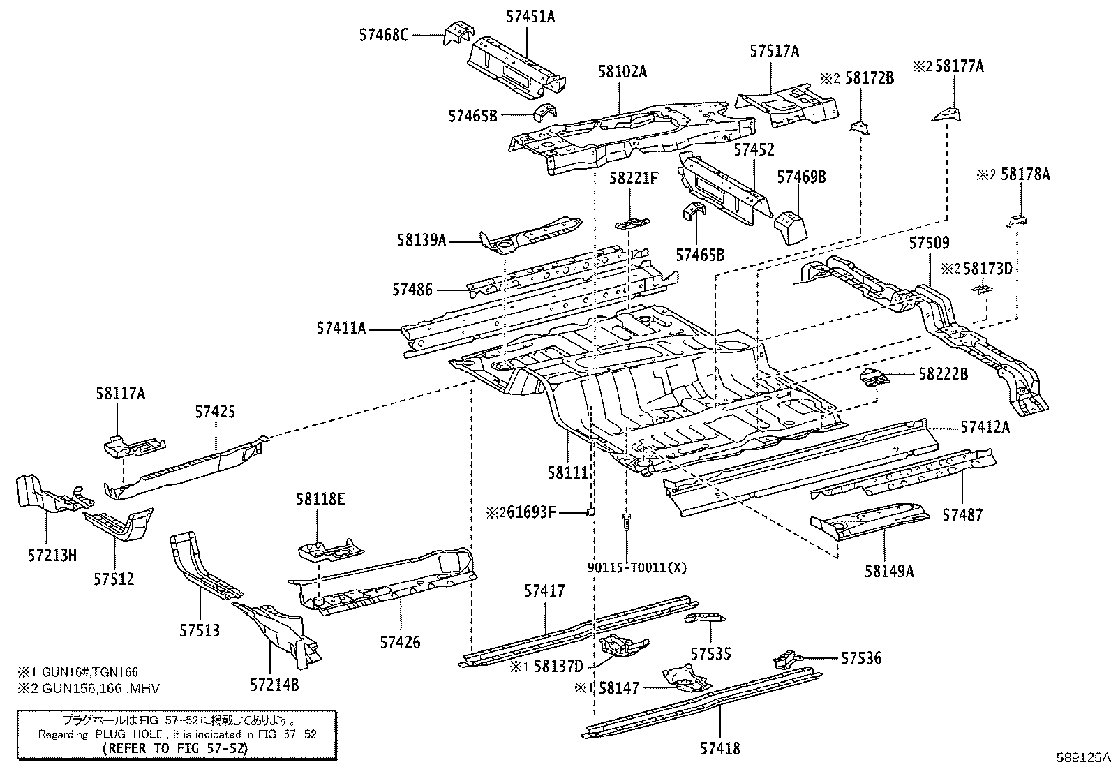 57509-KK080 REINFORCEMENT SUB-ASSY, FRONT FLOOR, CENTER product image