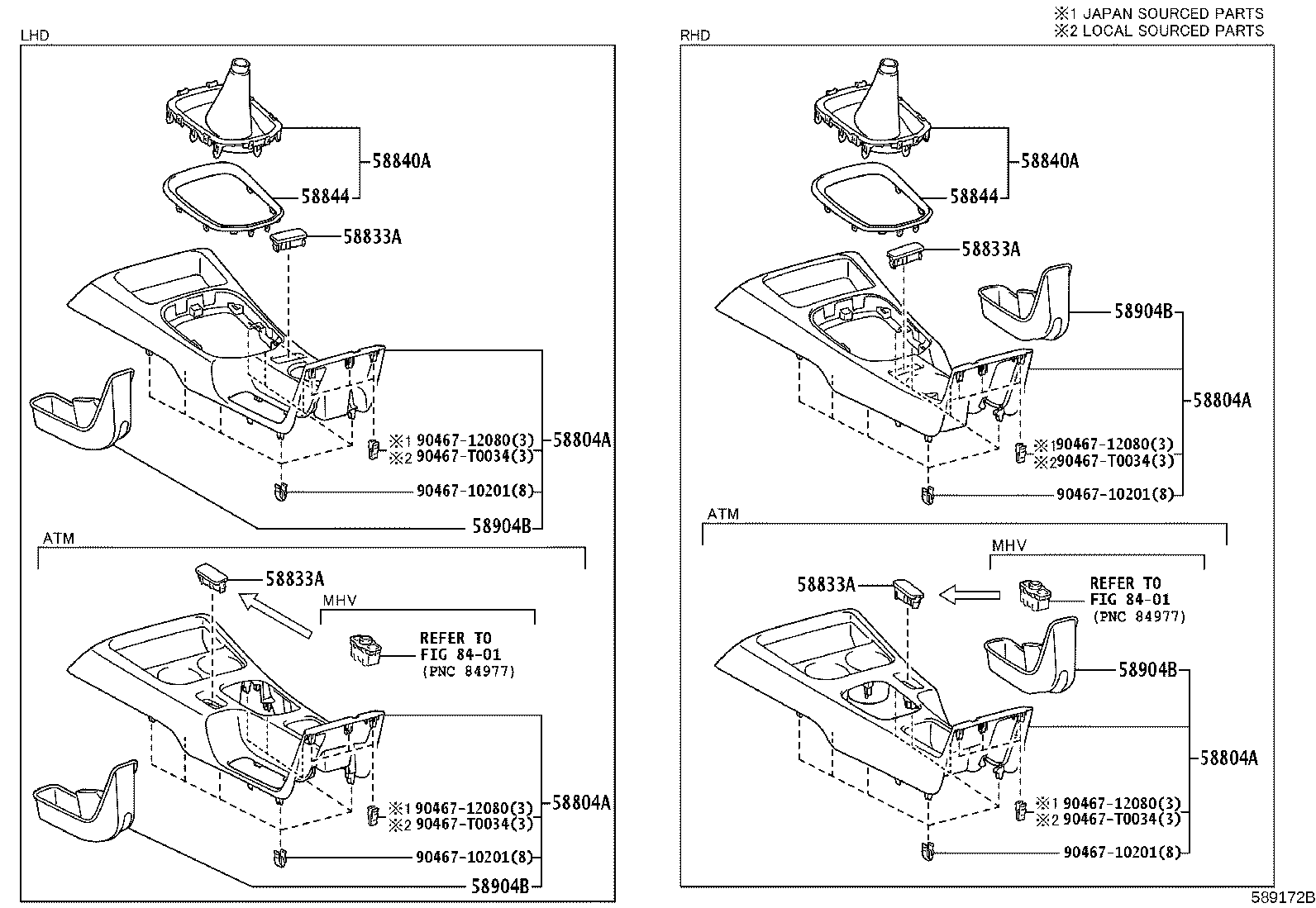Toyota 58804-KK650-C0 PANEL SUB-ASSY, CONSOLE, UPPER