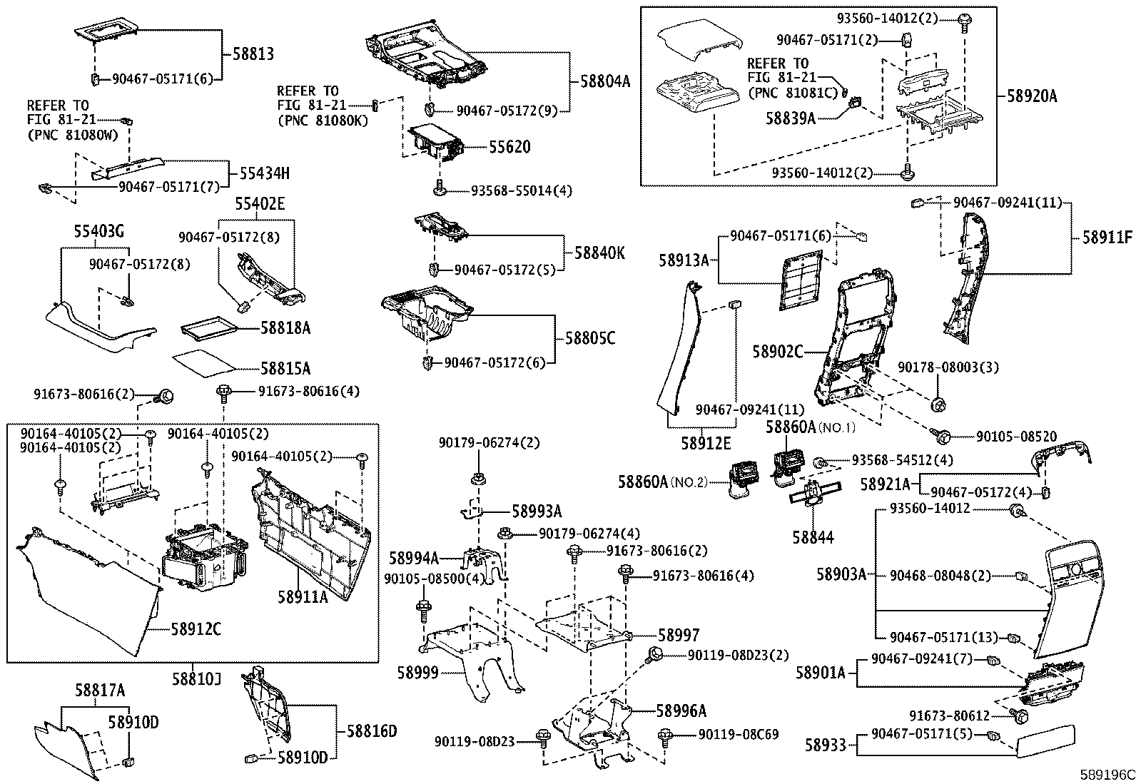 58805-40060 PANEL SUB-ASSY, CONSOLE, UPPER REAR product image