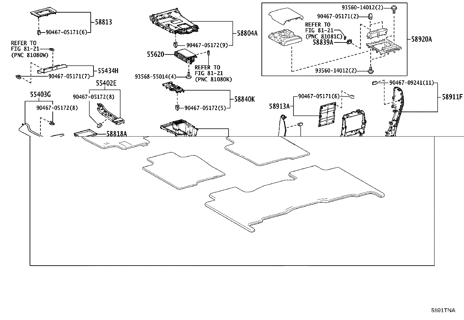 58902-40050 BRACKET SUB-ASSY, CONSOLE BOX MOUNTING product image
