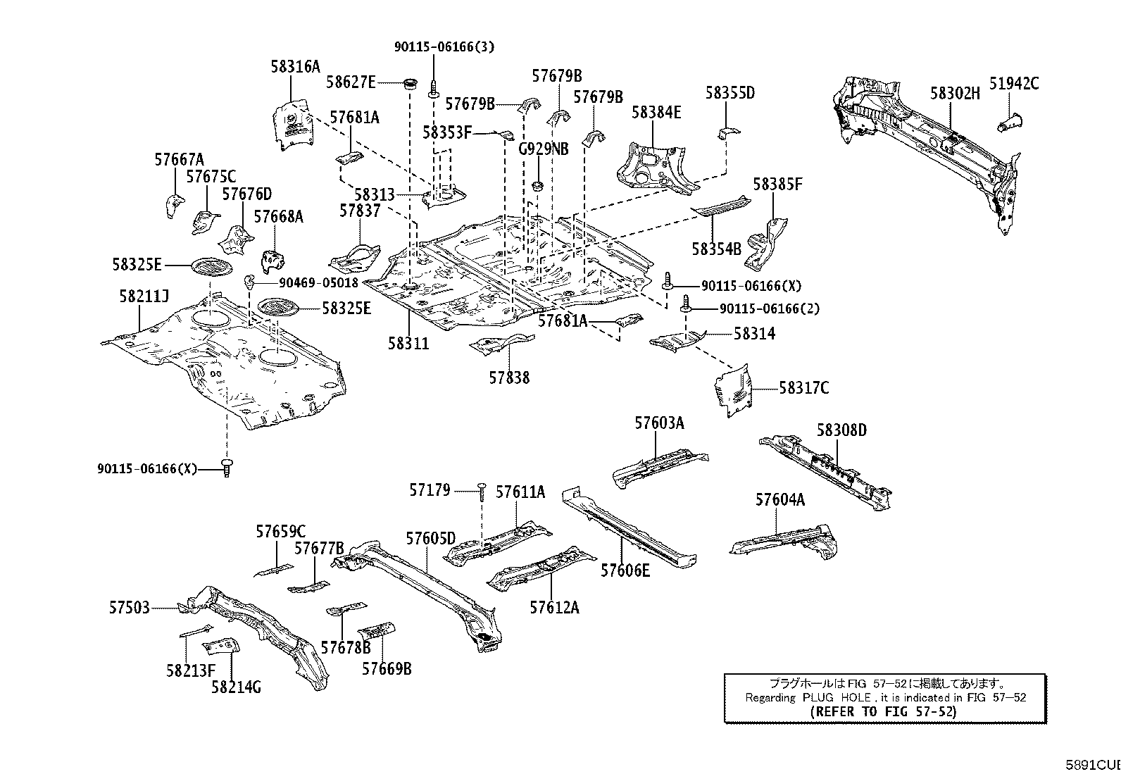 57601-60240 MEMBER, REAR FLOOR SIDE, RH product image
