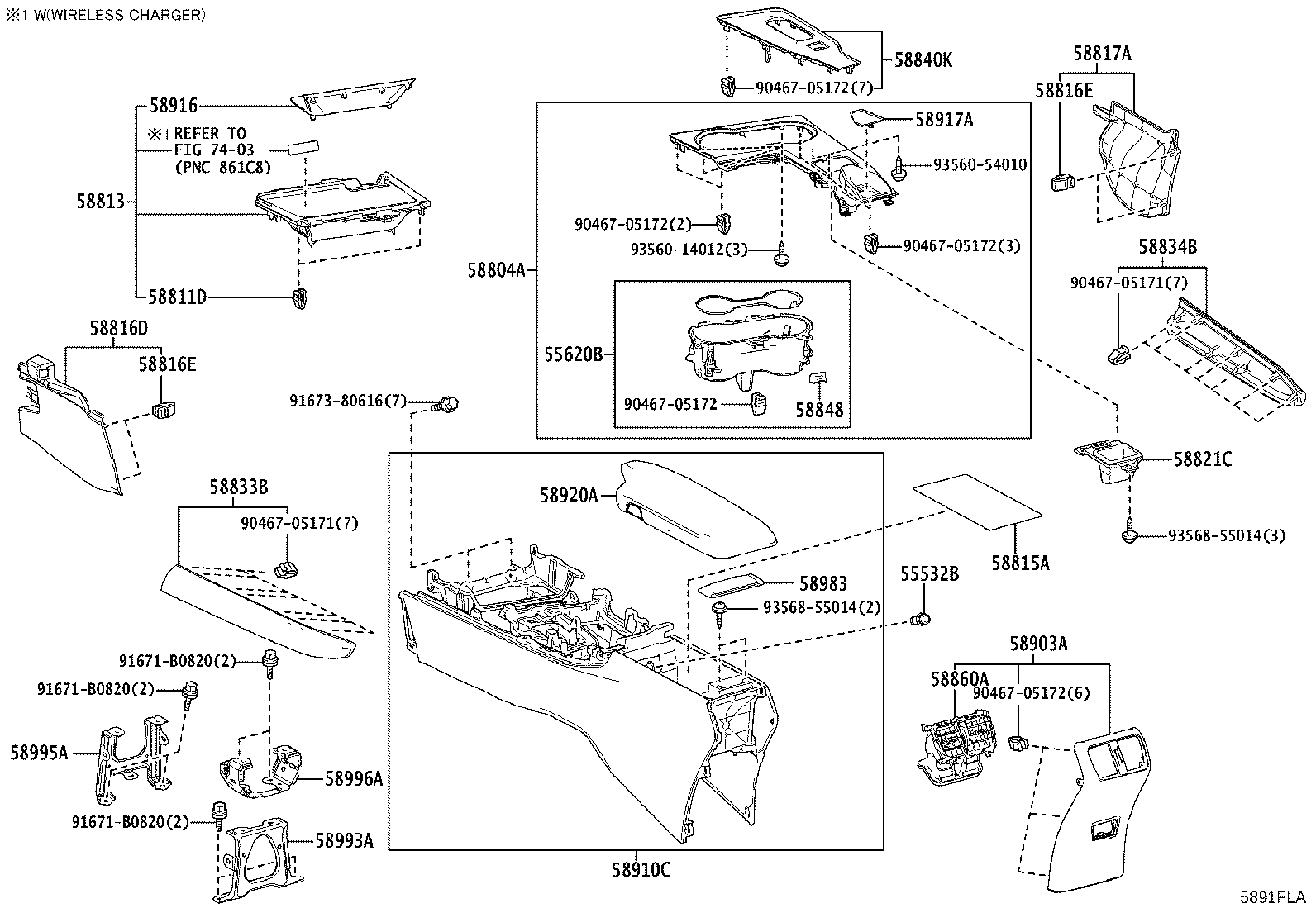58804-76320 PANEL SUB-ASSY, CONSOLE, UPPER product image