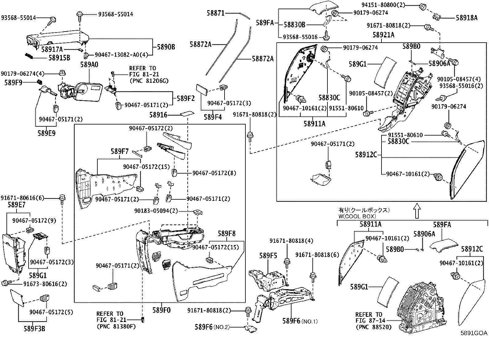 58805-40060 PANEL SUB-ASSY, CONSOLE, UPPER REAR product image