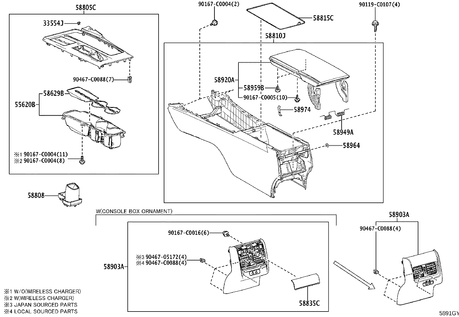 58835-06190 ORNAMENT, CONSOLE BOX product image