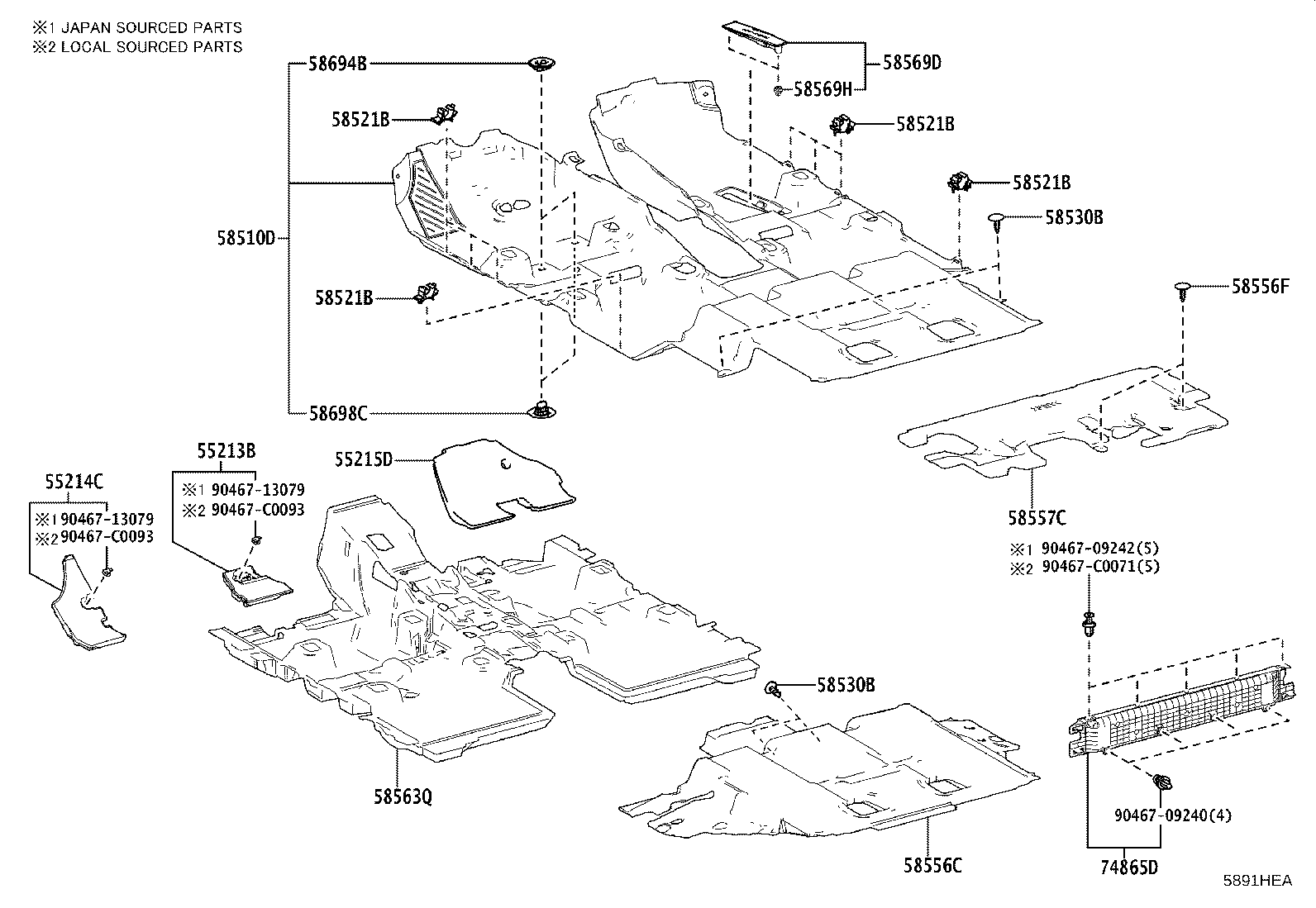 58563-0E050 SILENCER, FRONT FLOOR, NO.3 product image