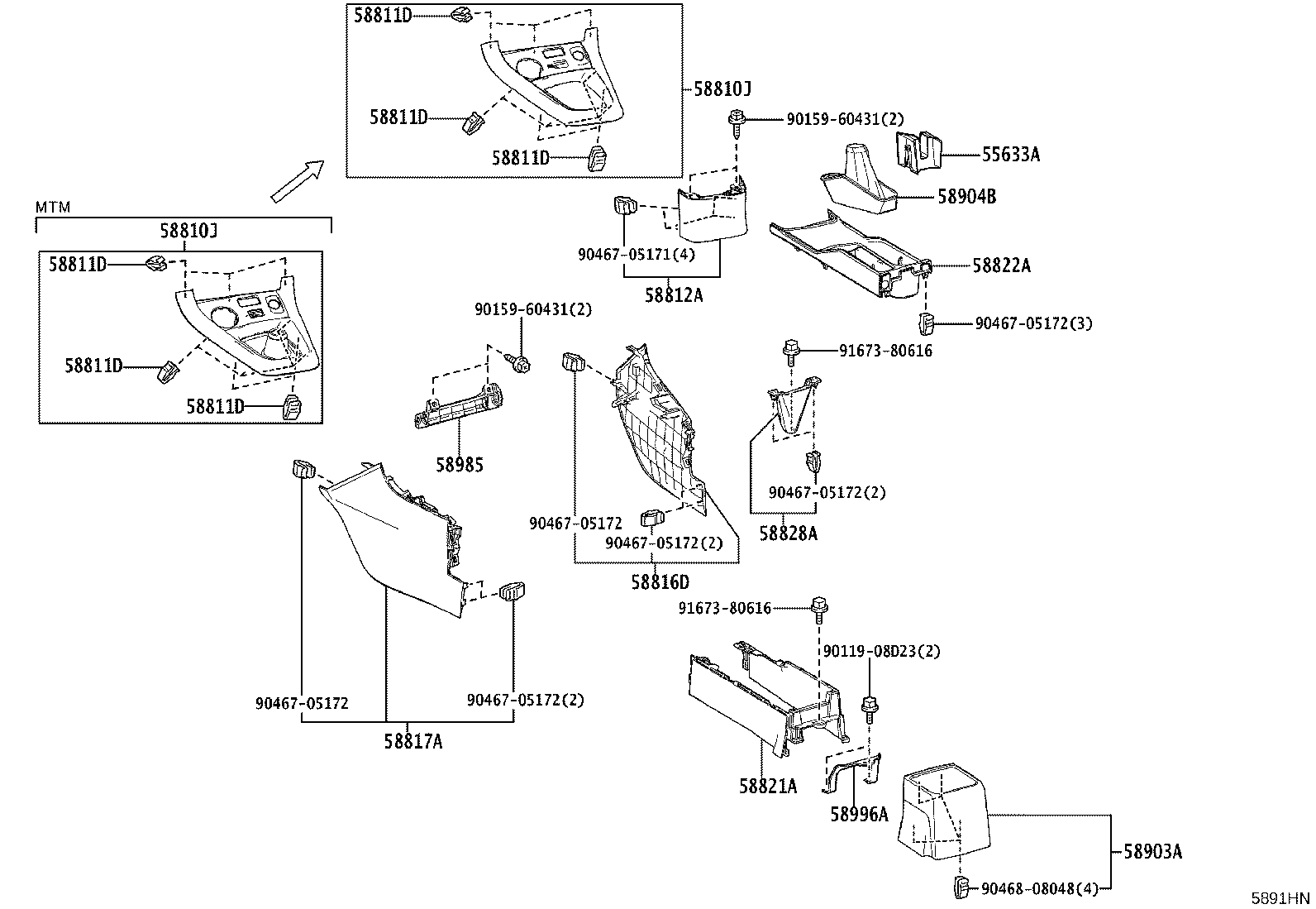 58813-52050 BOX, CONSOLE, UPPER product image