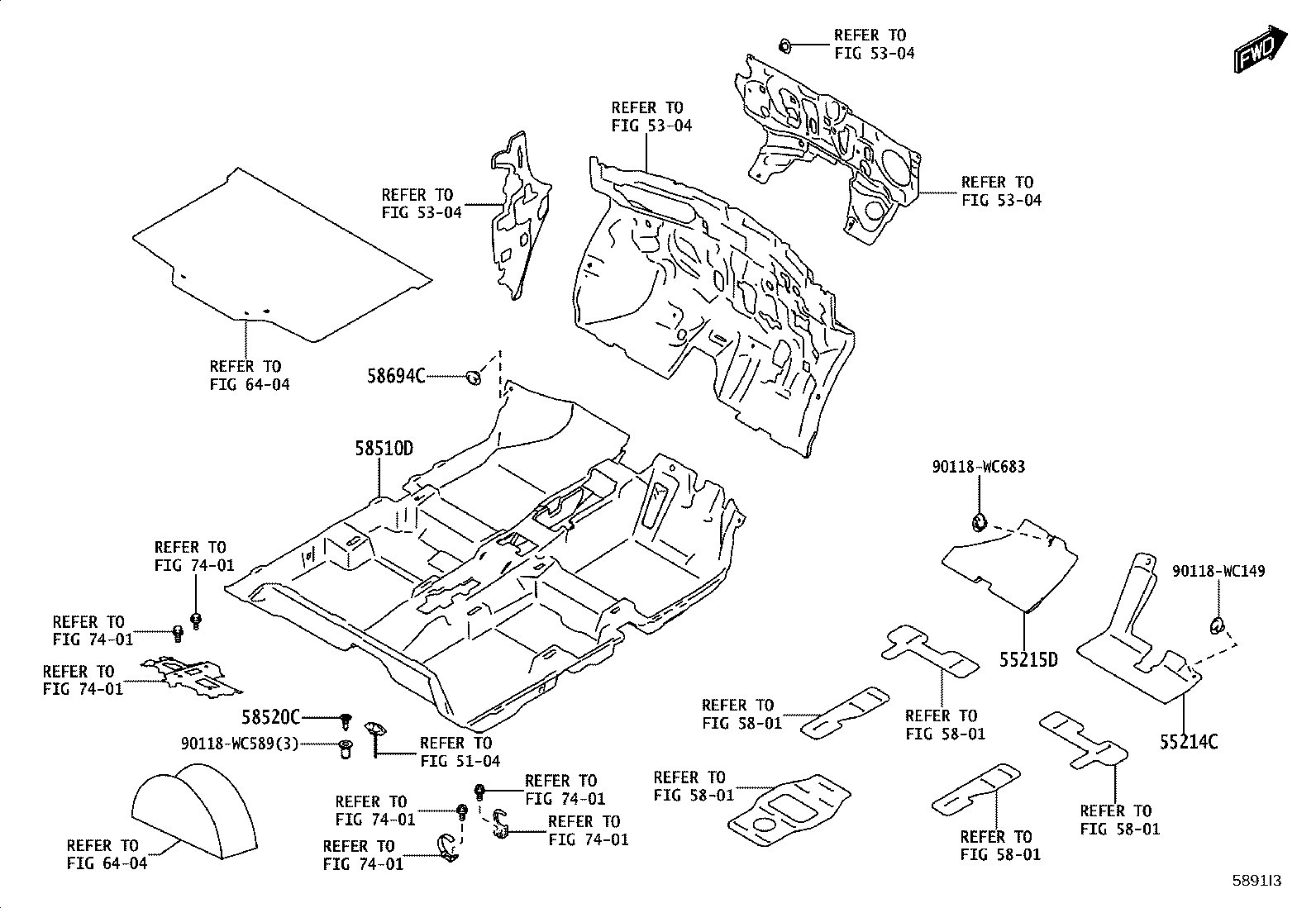 58510-WC043 CARPET ASSY, FLOOR, FRONT product image