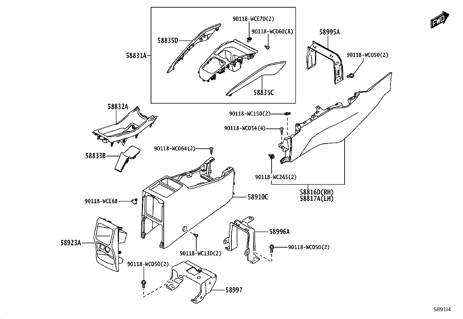 58816-WC015 INSERT, CONSOLE BOX, FRONT NO.1 product image