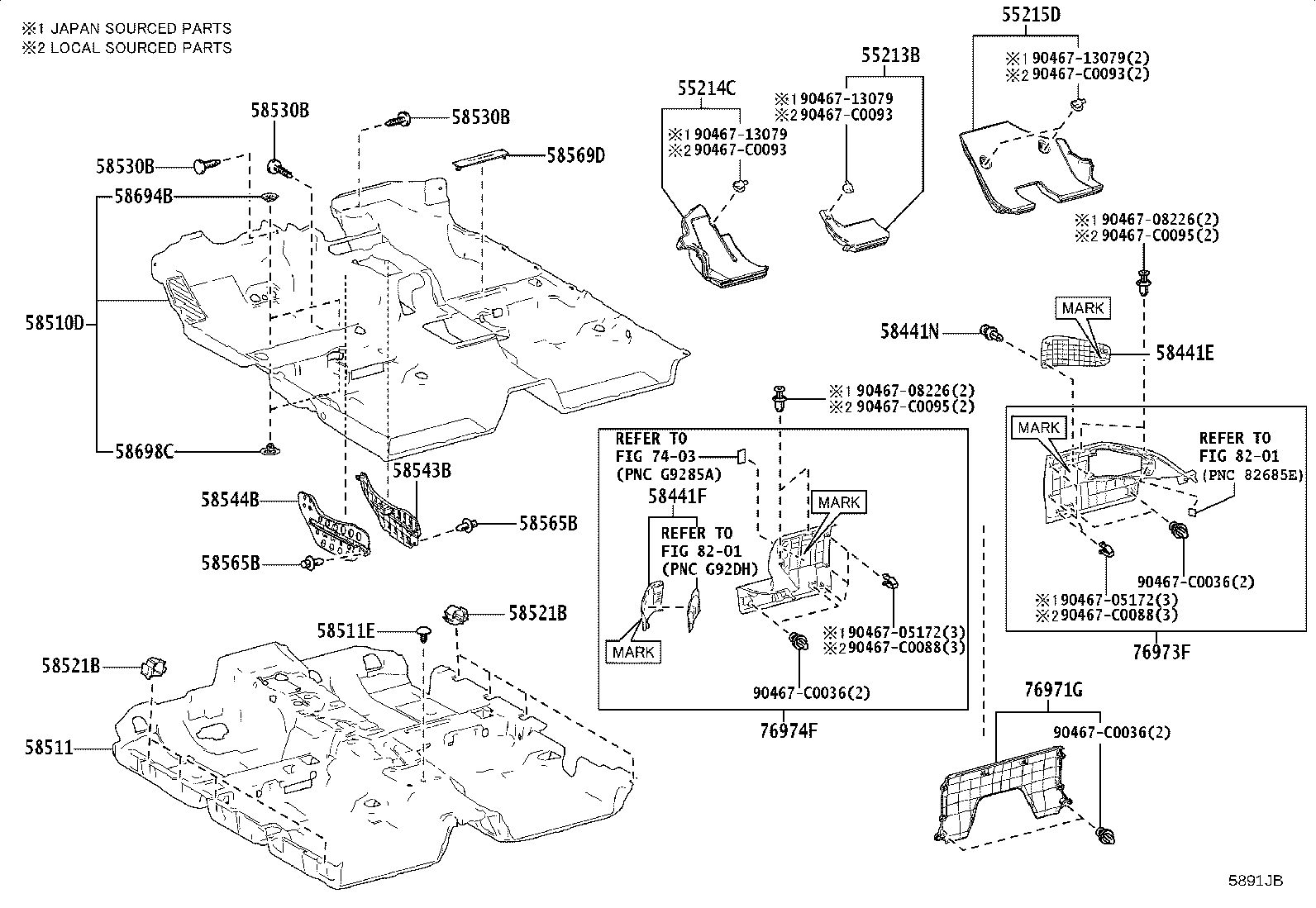 55214-07040 PAD, DASH PANEL INSULATOR, NO.2 product image