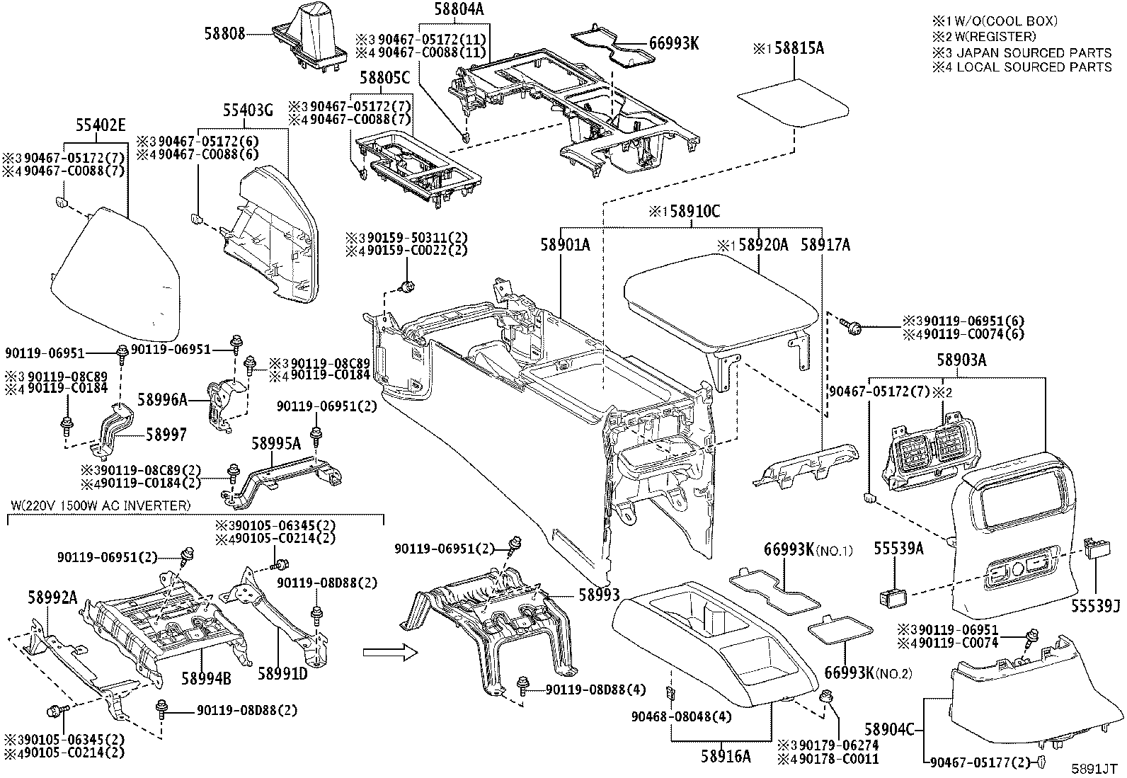 58910-0G020-C2 BOX ASSY, CONSOLE, REAR product image