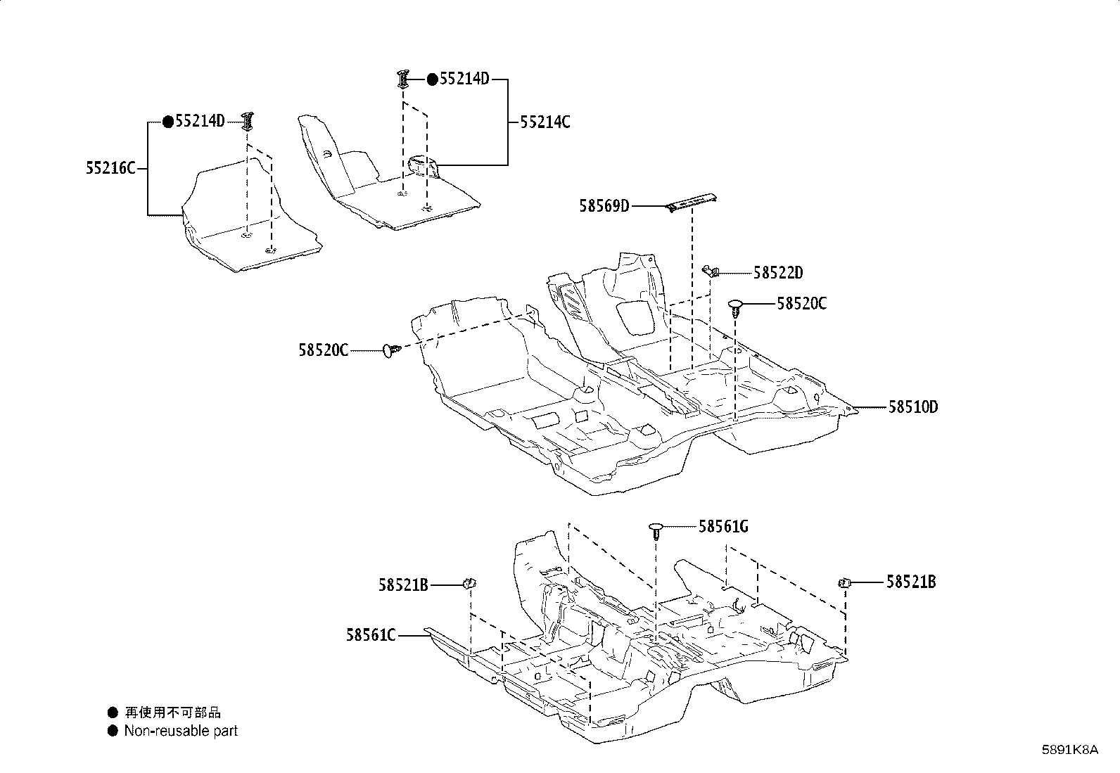 55216-52170 PAD, DASH PANEL INSULATOR, NO.4 product image