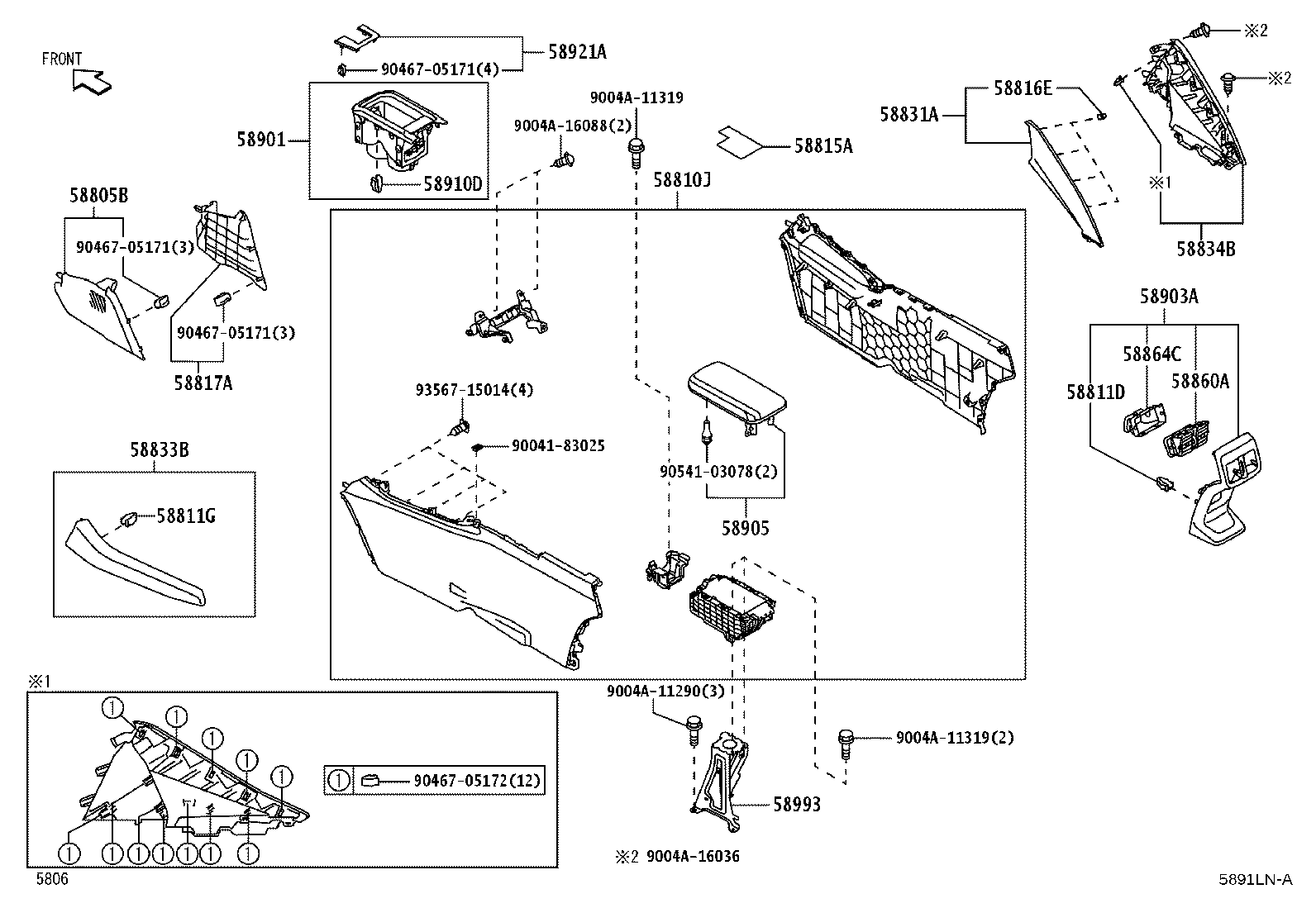 58905-BZ220-C0 DOOR SUB-ASSY, CONSOLE COMPARTMENT product image
