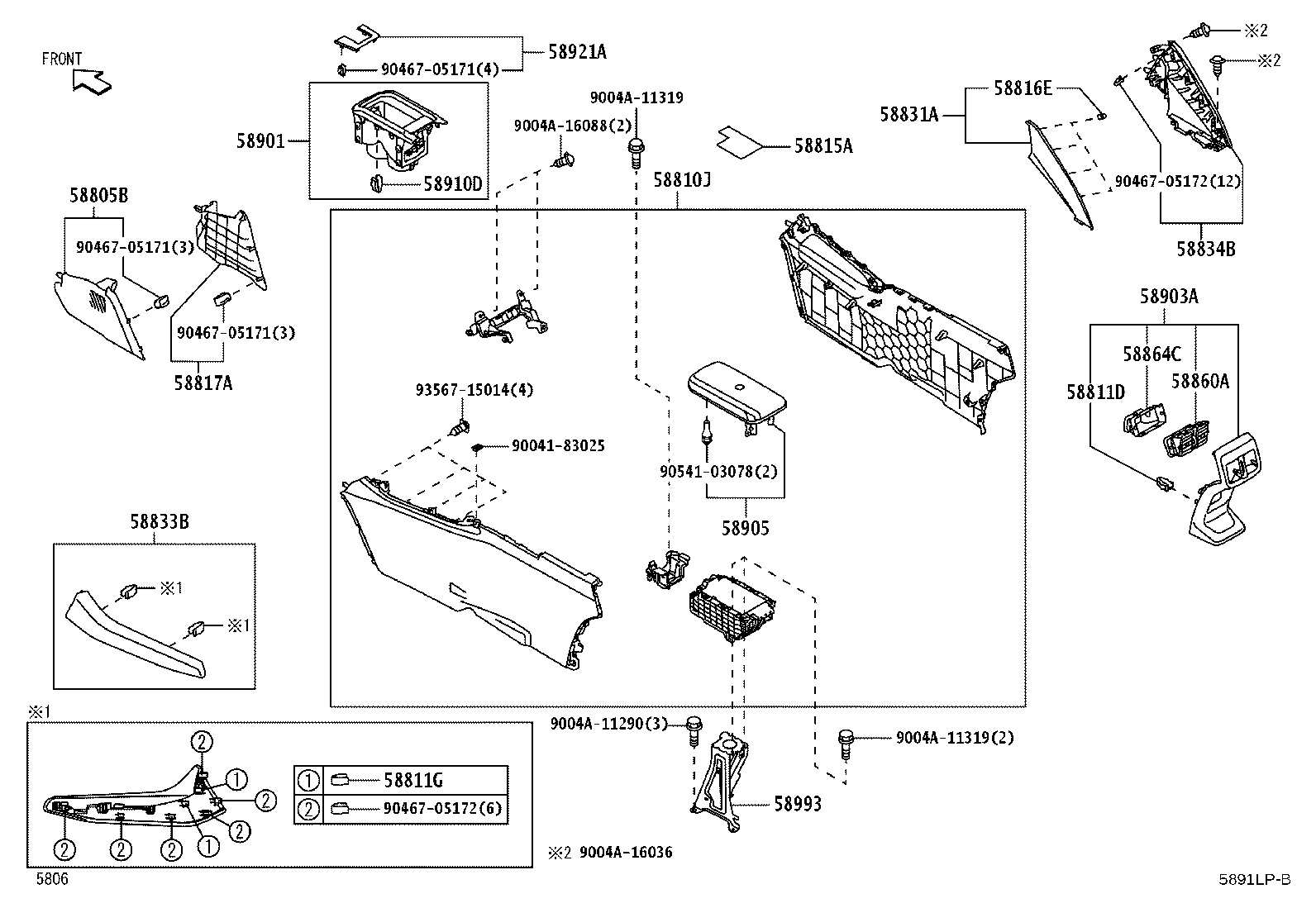 58905-BZ220-C0 DOOR SUB-ASSY, CONSOLE COMPARTMENT product image