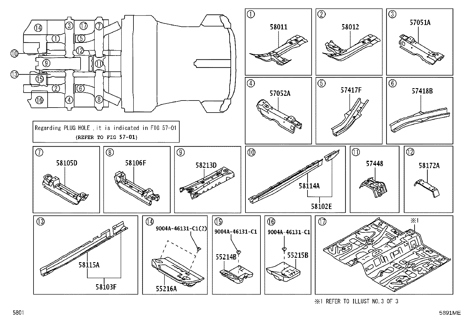 57055-BZ060 RETAINER, CENTER FLOOR CROSSMEMBER product image