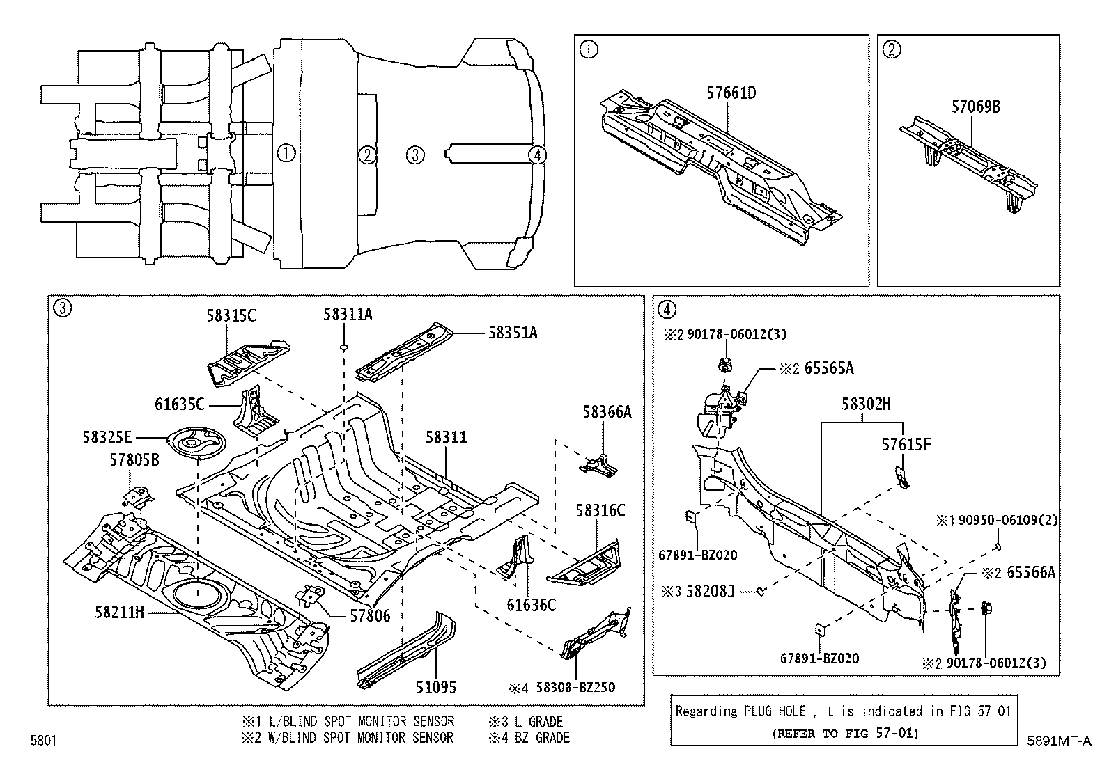 57055-BZ060 RETAINER, CENTER FLOOR CROSSMEMBER product image