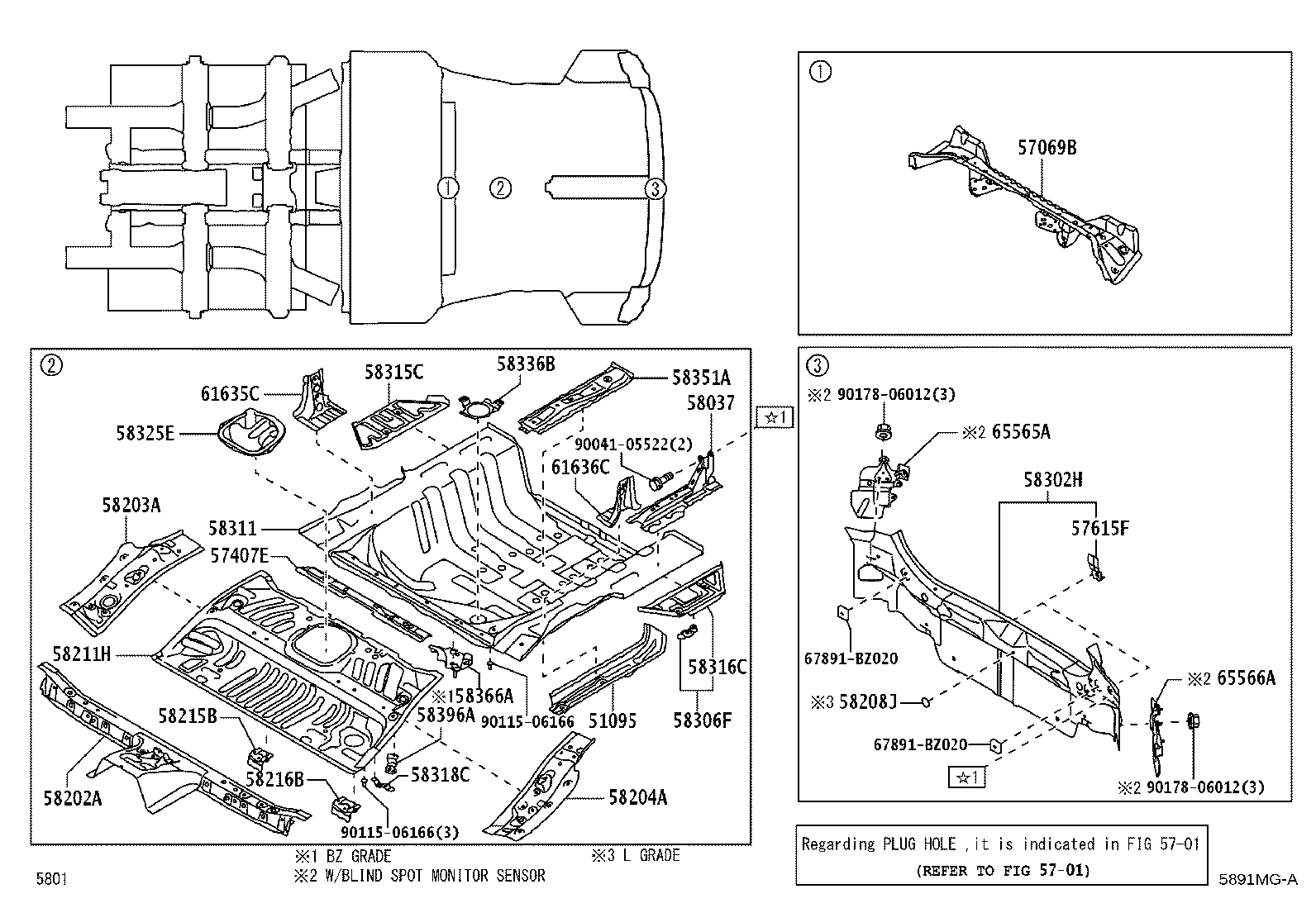 57055-BZ060 RETAINER, CENTER FLOOR CROSSMEMBER product image