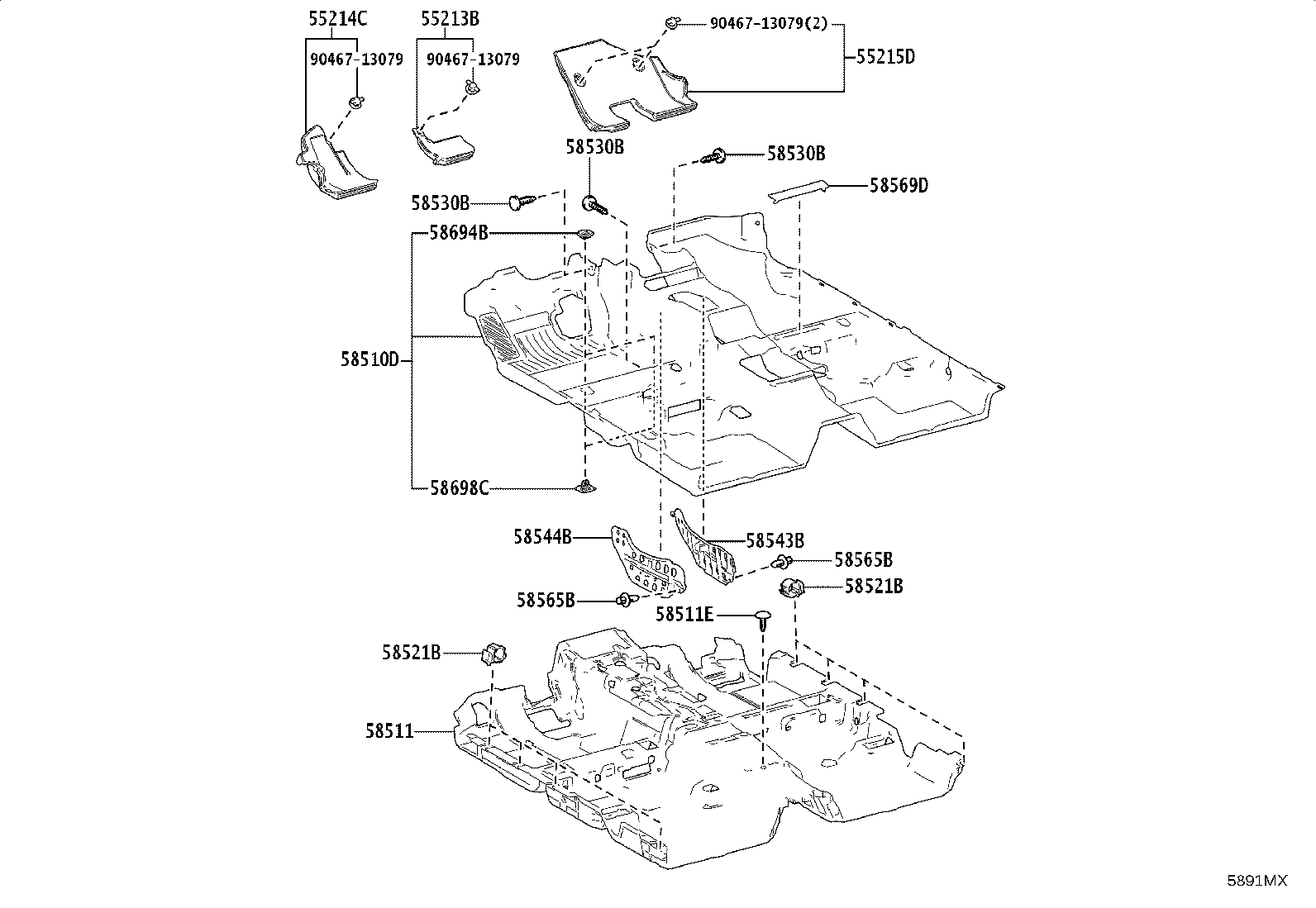 55213-06280 PAD, DASH PANEL INSULATOR, NO.1 product image
