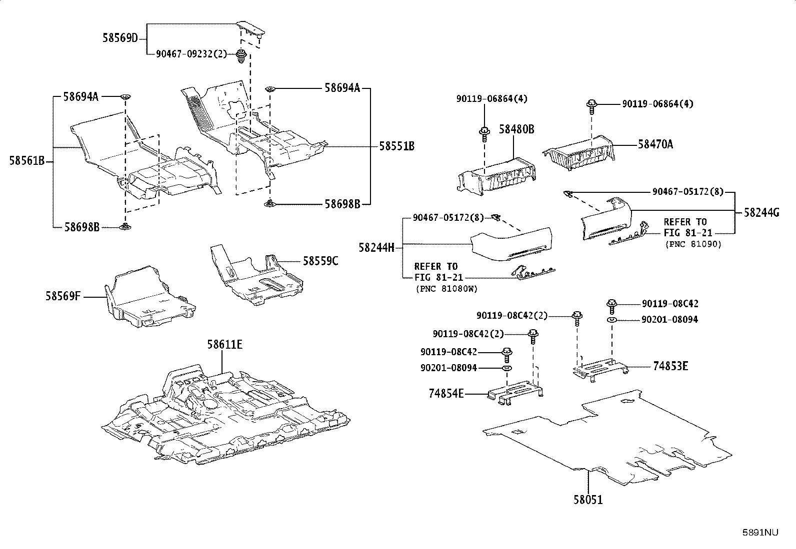 58571-V2010 MAT, REAR FLOOR, FRONT RH product image