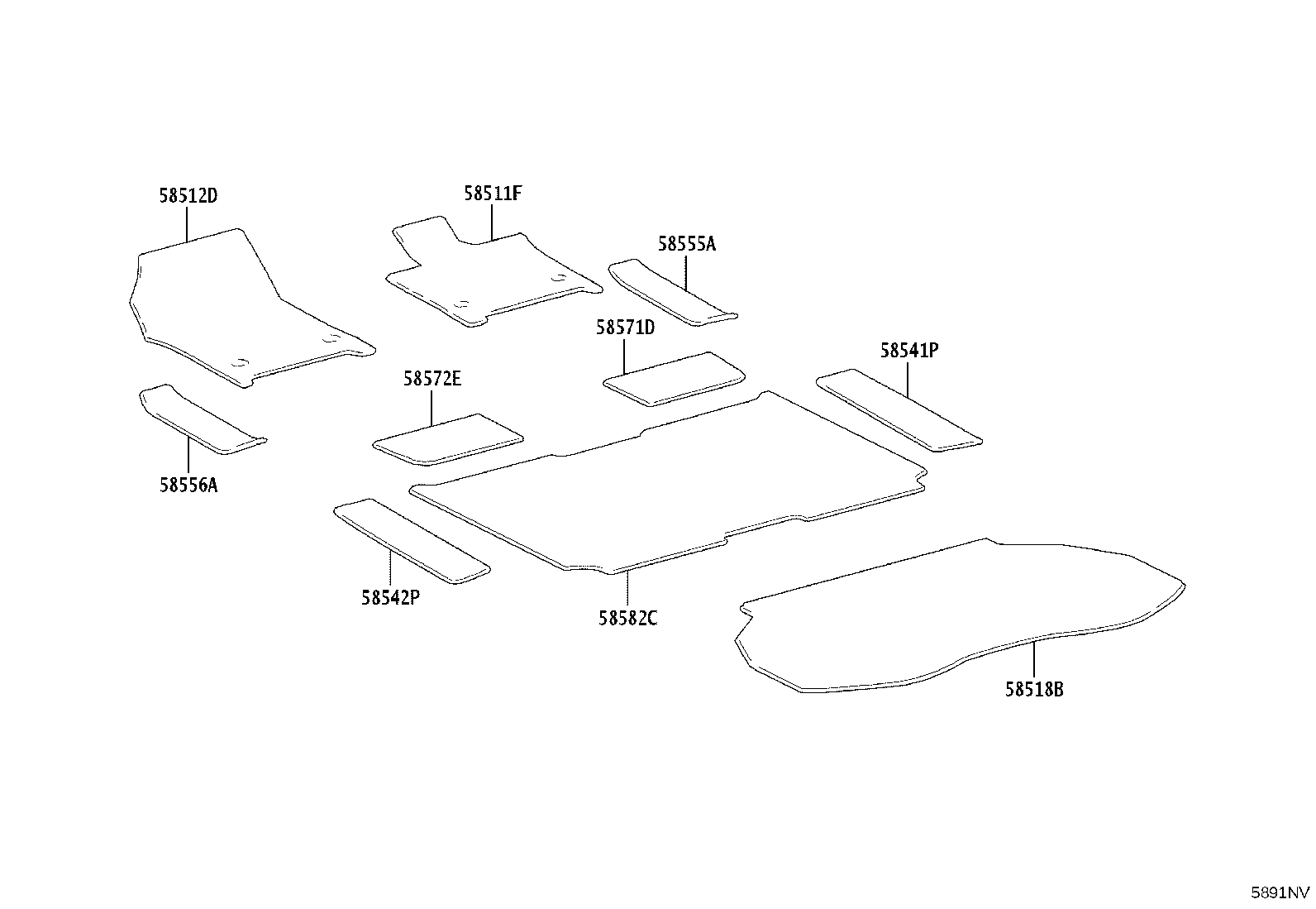 58571-V2010 MAT, REAR FLOOR, FRONT RH product image