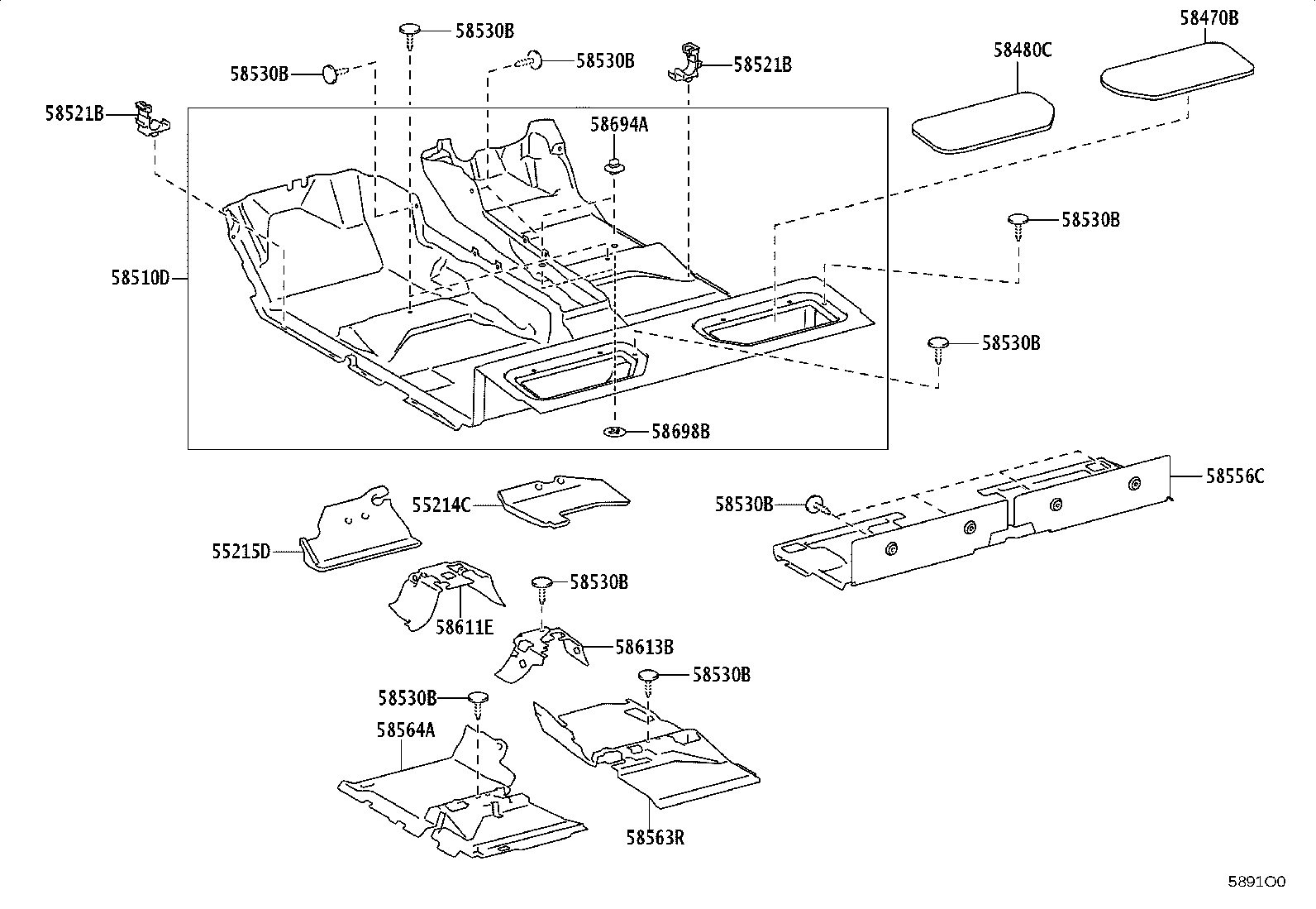58500-0K740-C0 CARPET ASSY, FLOOR, FRONT product image