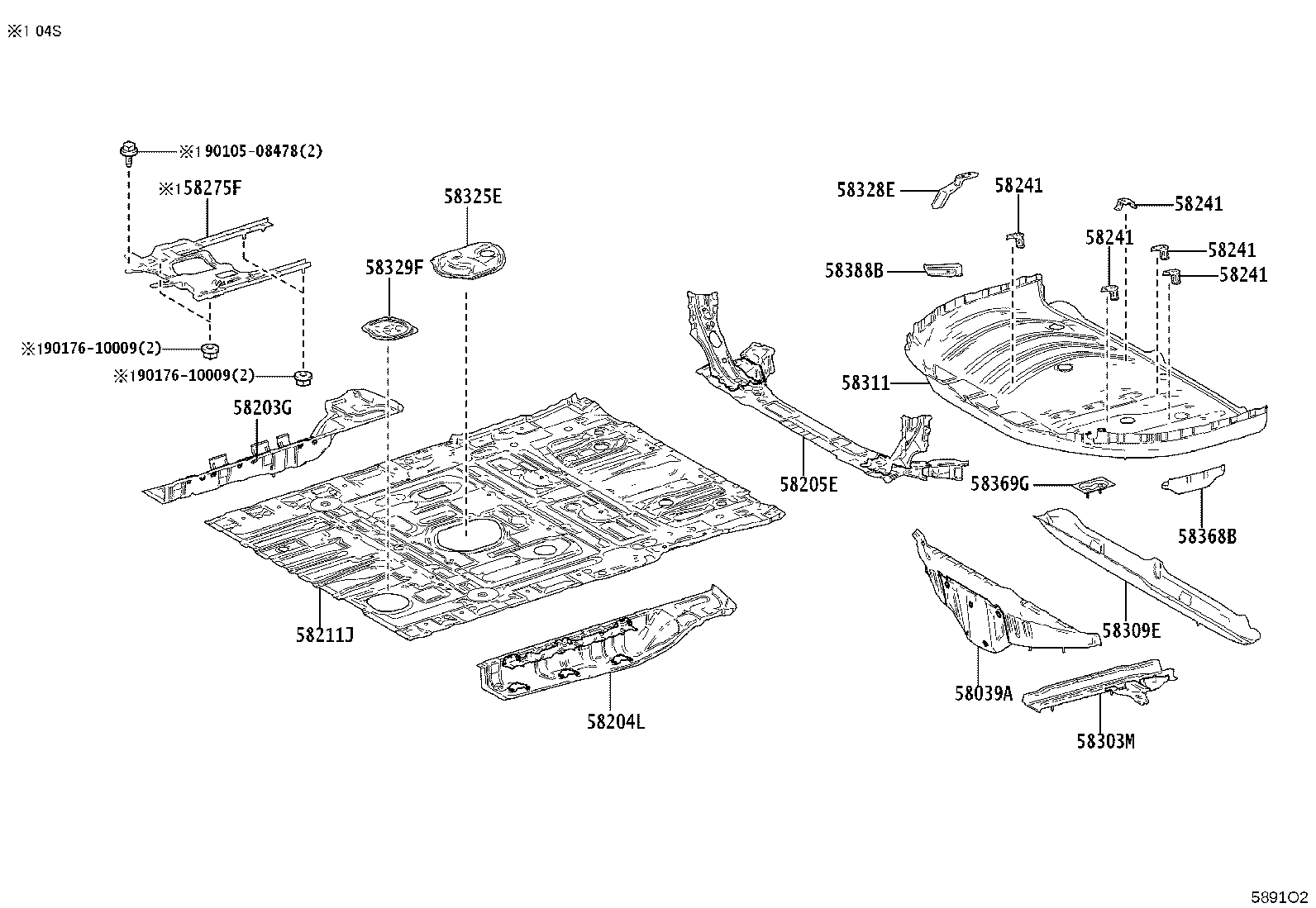 57607-V2020 MEMBER SUB-ASSY, REAR FLOOR CROSS, NO.3 product image