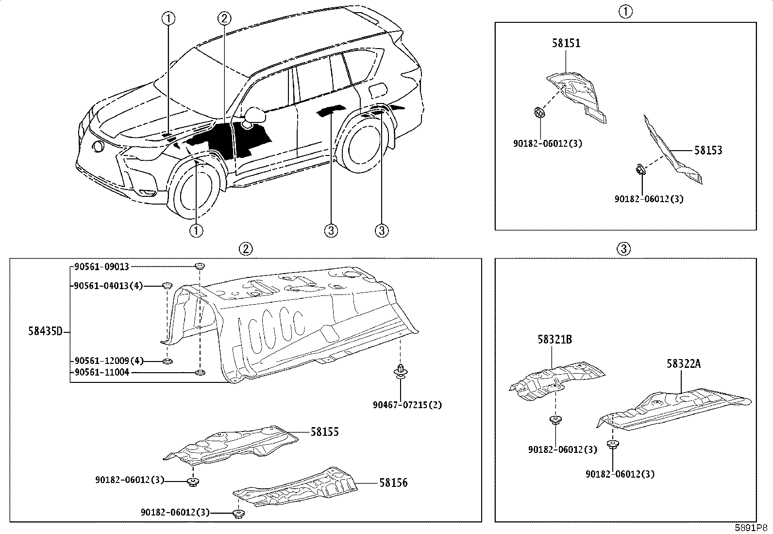 58322-60040 INSULATOR, REAR FLOOR HEAT, REAR product image