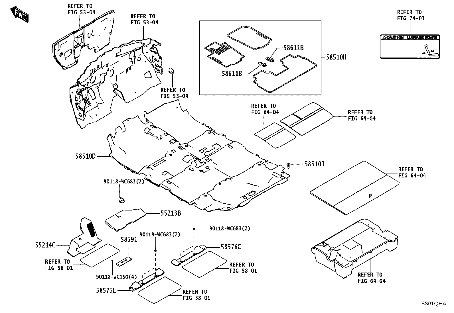 55214-WC009 PAD, DASH PANEL INSULATOR, NO.2 product image