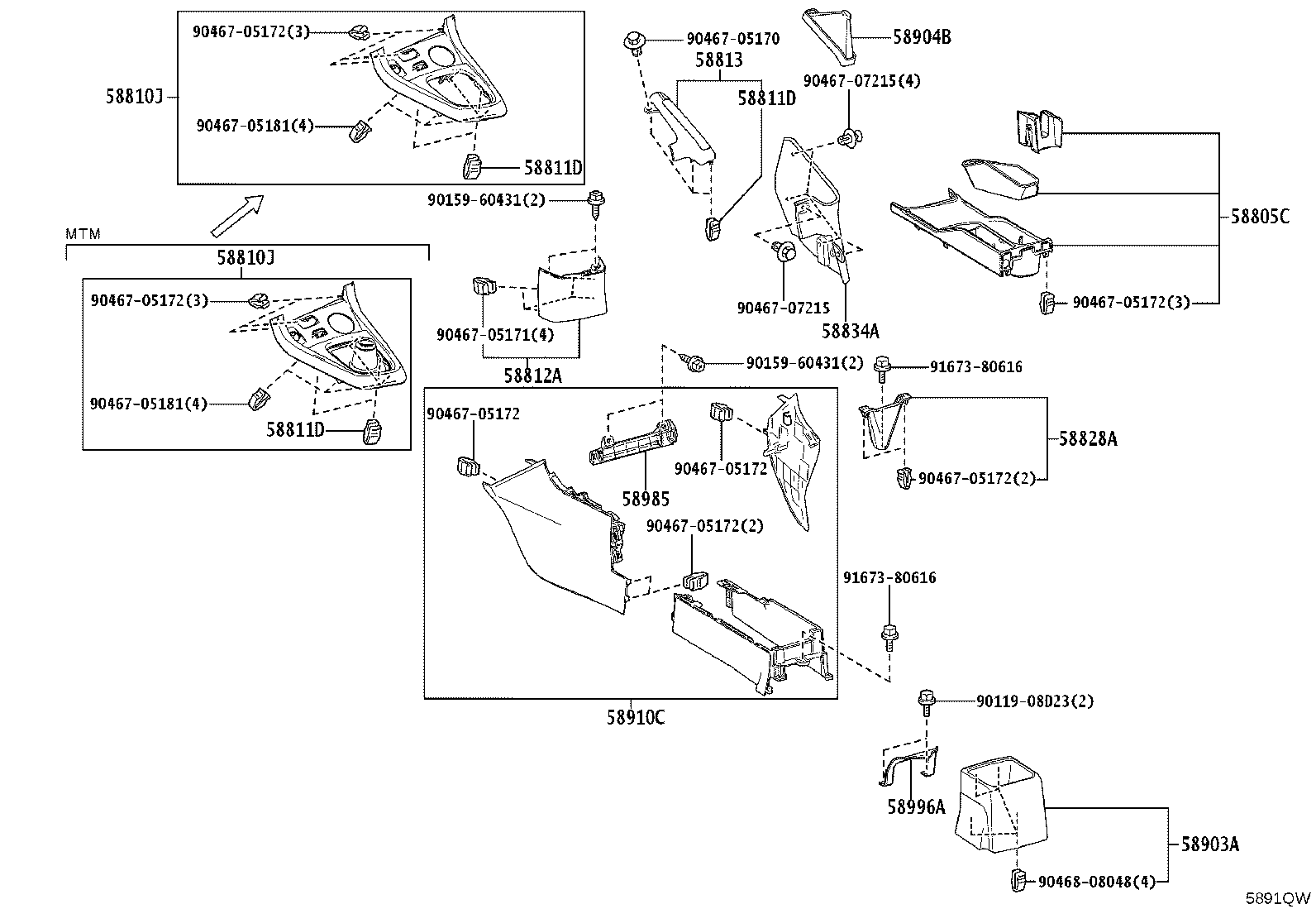 58813-52050 BOX, CONSOLE, UPPER product image