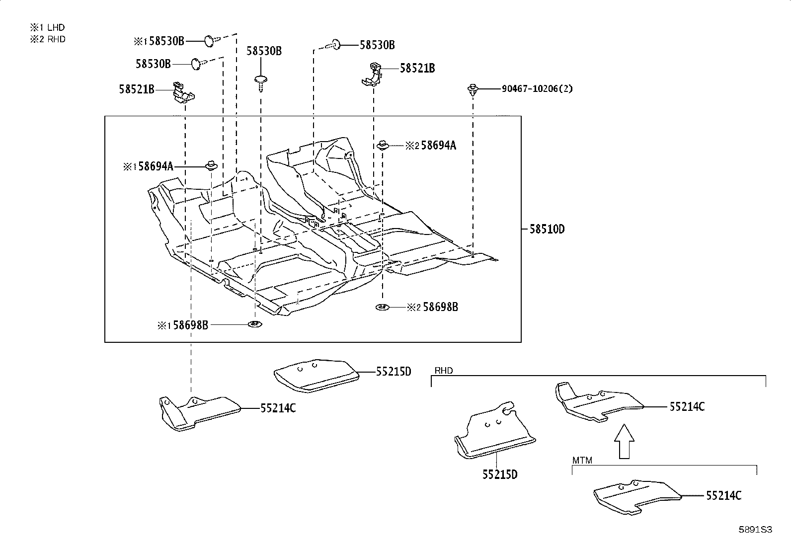 55214-KK090 PAD, DASH PANEL INSULATOR, NO.2 product image