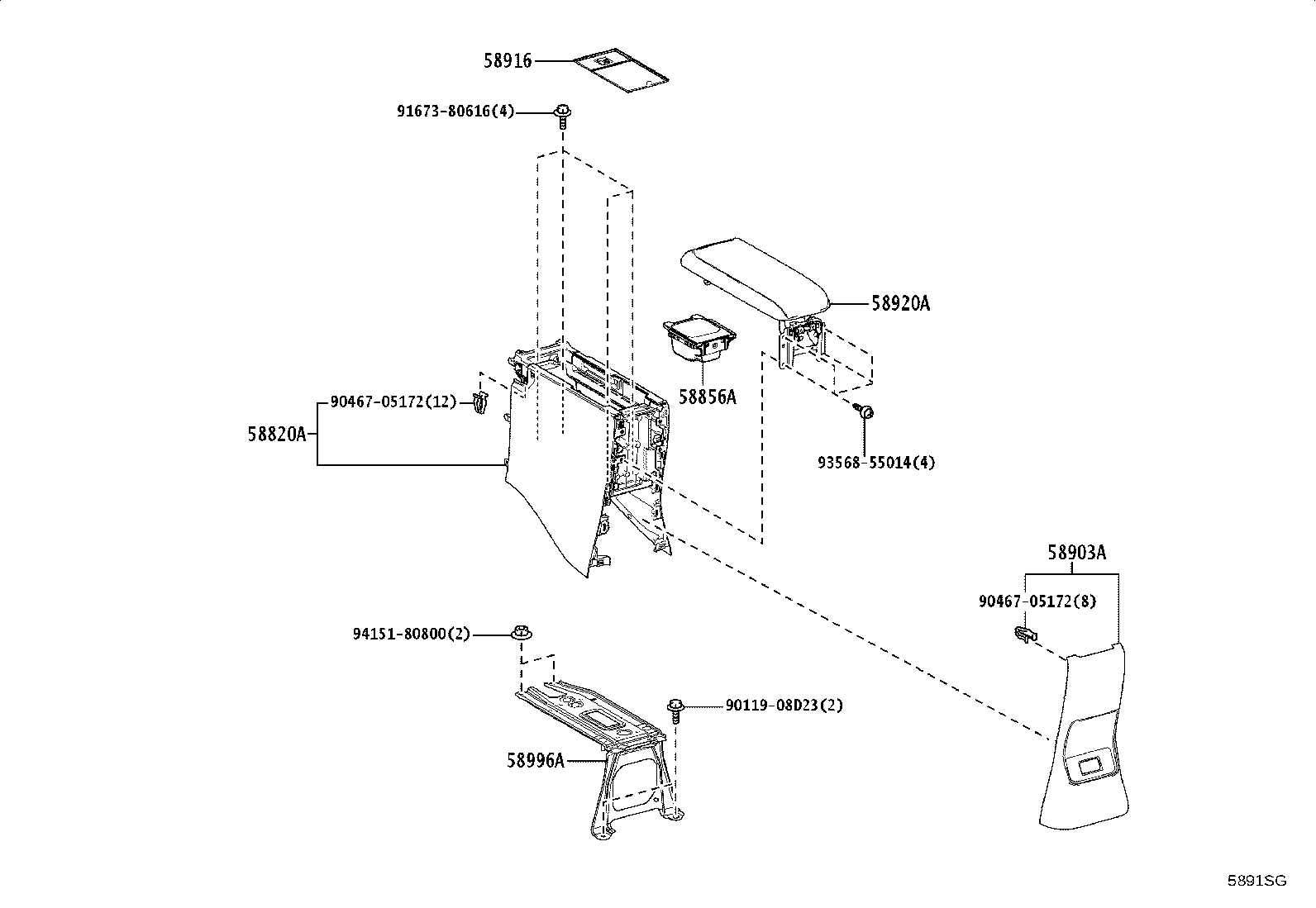 58816-52120 INSERT, CONSOLE BOX, FRONT NO.1 product image