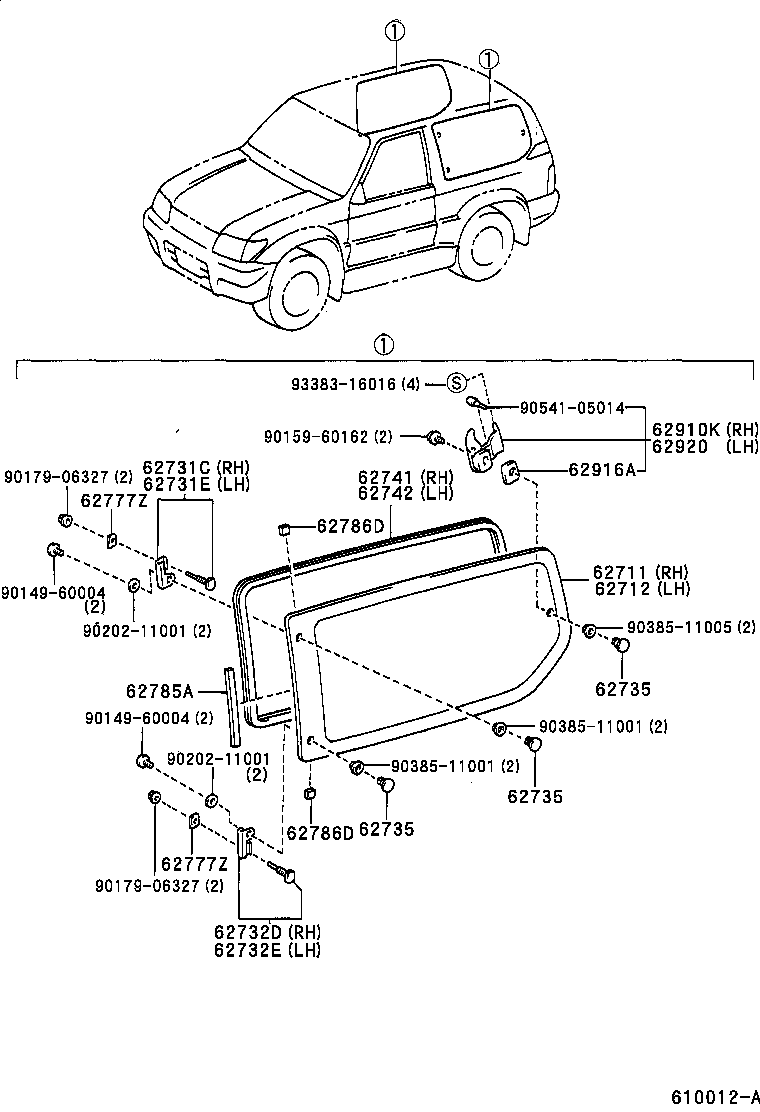 62710-60902 GLASS, QUARTER WINDOW, RH product image